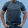 Classic Men T-shirt stripped Dark grey